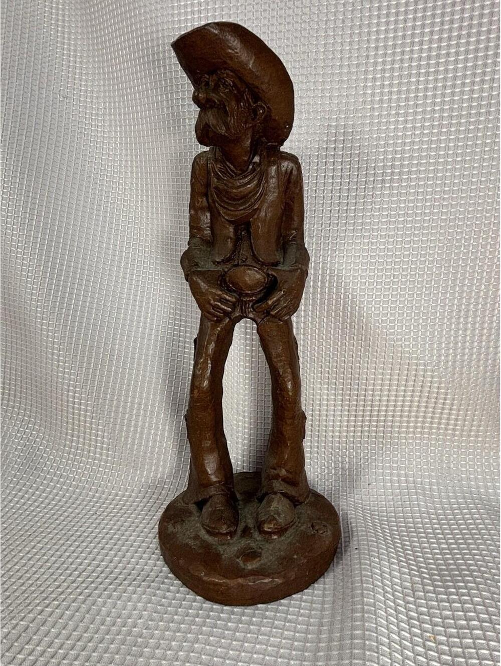 206 - Vintage Red Mill MFG 1986 Wetherbee Cowboy Figure Faux Wood Resin